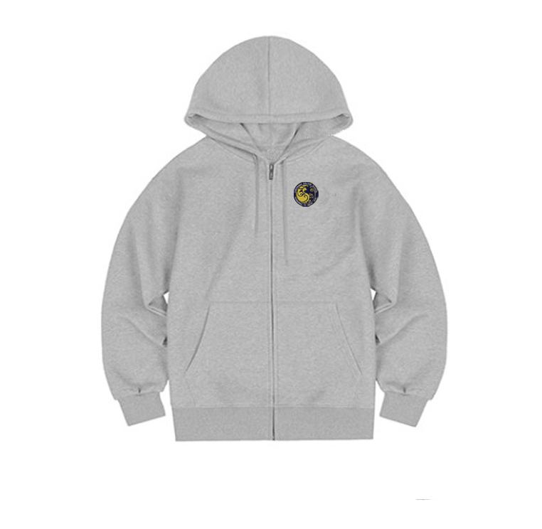 Grey zip-up hoodie